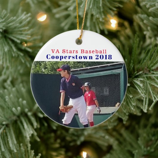 Cooperstown NY Honkballer Foto Leuke Herinneringen Keramisch Ornament (Boom)