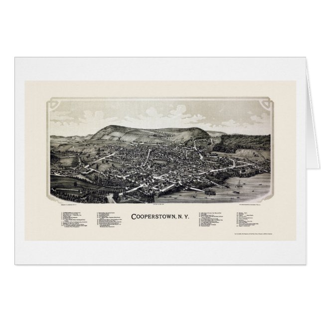 Cooperstown, NY Panoramic Map - 1890 (Voorkant Horizontaal)