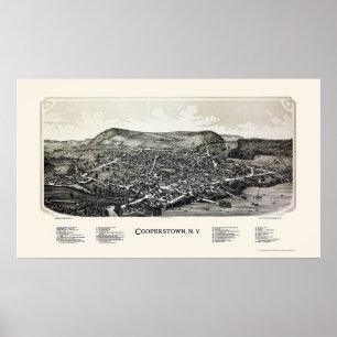 Cooperstown, NY Panoramic Map - 1890 Poster