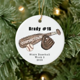 Cooperstown Slag Bal Handschoen Team Fun Facts Keramisch Ornament
