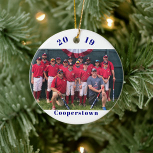 Cooperstown Teamfoto / Aangepaste honkbalherinneri Keramisch Ornament