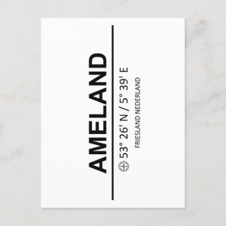 Coördinaten Ameland Briefkaart