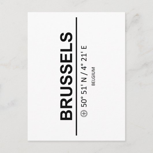 Coördinaten Brussel Briefkaart (Voorkant)