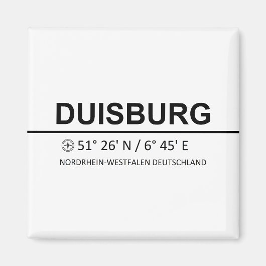 Coördinaten Duisburg Magneet (Voorkant)