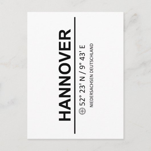 Coördinaten Hannover Briefkaart (Voorkant)