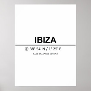 Coördinaten Ibiza Poster