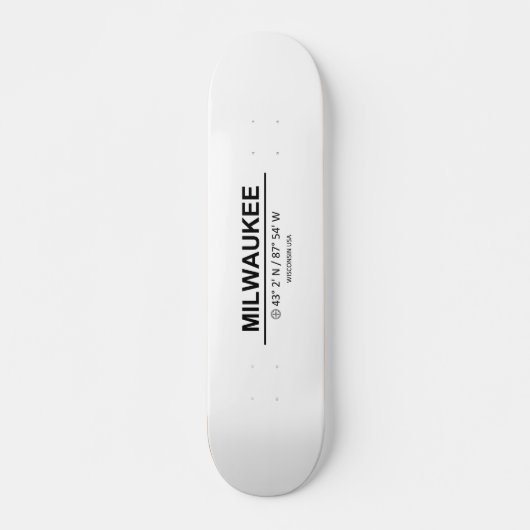 Coördinaten Milwaukee Skateboard (Voorkant)