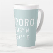 Coördinaten Sapporo Latitude en Lengtegraad Latte Mok (Rechterhoek)