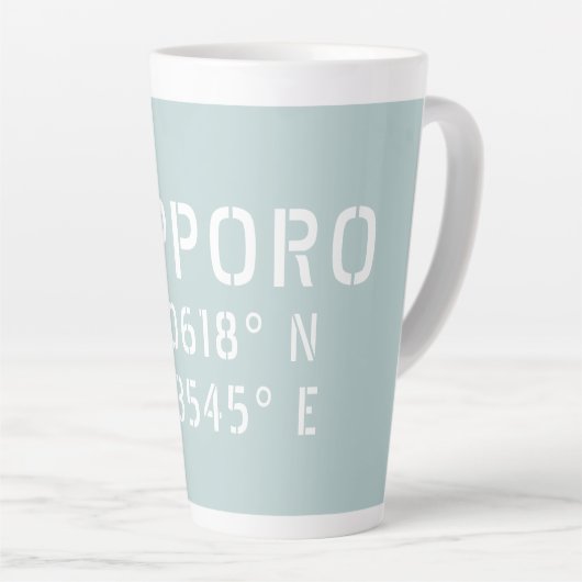Coördinaten Sapporo Latitude en Lengtegraad Latte Mok (Rechterhoek)