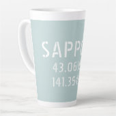 Coördinaten Sapporo Latitude en Lengtegraad Latte Mok (Linkerhoek)