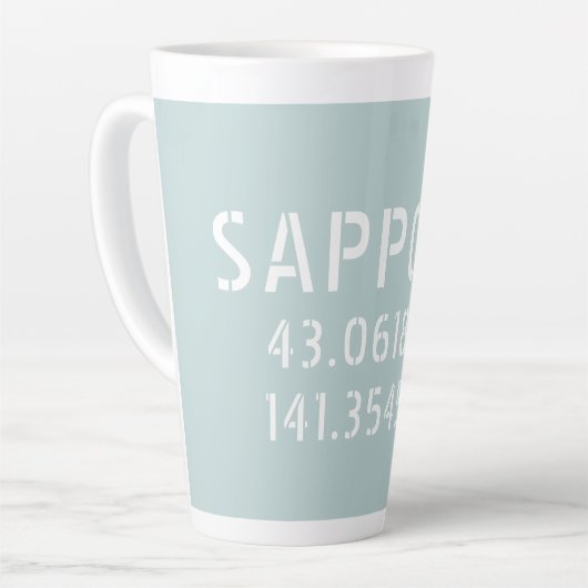 Coördinaten Sapporo Latitude en Lengtegraad Latte Mok (Linkerhoek)
