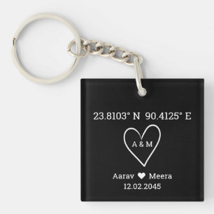 Coördinaten van de liefde Huwelijksgunst Sleutelhanger