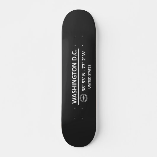 Coördinaten Washington D.C. Skateboard (Voorkant)
