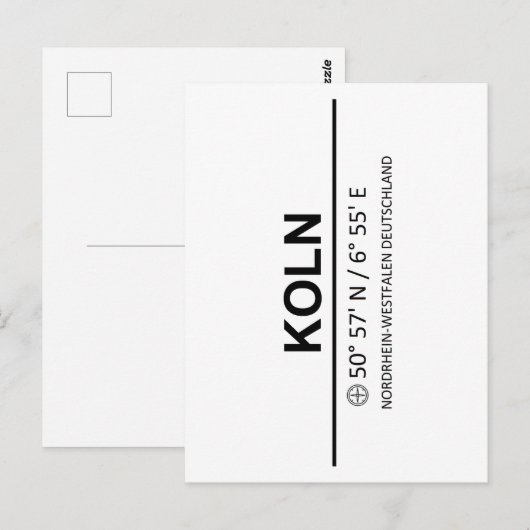 Coordinates Koln Briefkaart (Voorkant / Achterkant)