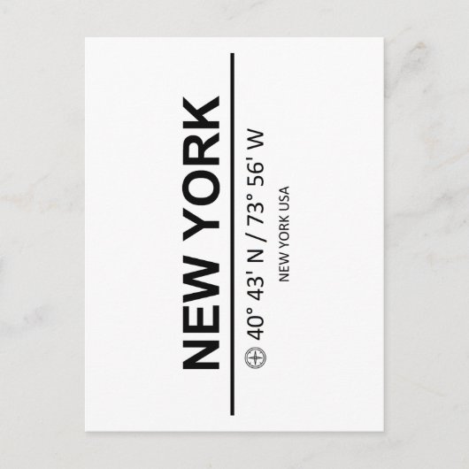Coordinates New York Briefkaart (Voorkant)