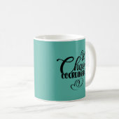 Coordinateur du Chaos Mug de café noir et Turquois (Devant droit)