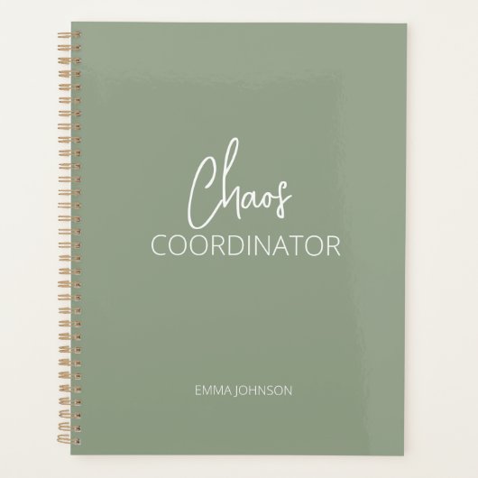 Coordinateur du chaos | Olive Green Planner (Devant)
