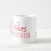 Coordinateur du Chaos Rouge Script Café Mug (Devant gauche)