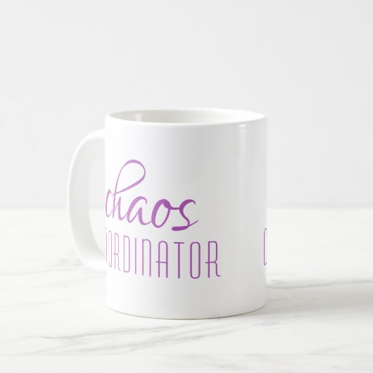 Coordinateur du Chaos Script violet café Mug (Devant gauche)