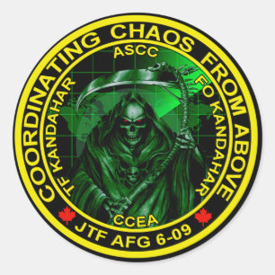 Coördinatie van Chaos van boven Ronde Sticker
