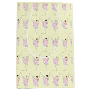 Coördinerende roze en gele ballerina Ballet Dance Medium Cadeauzakje