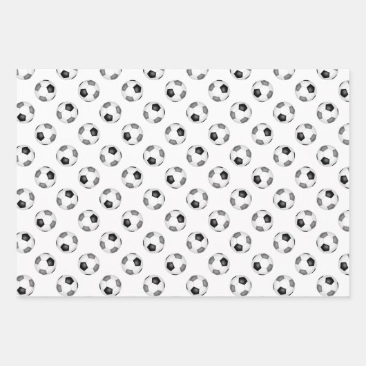 Coördinerende set zwart grijze voetballen inpakpapier vel (Voorkant 3)