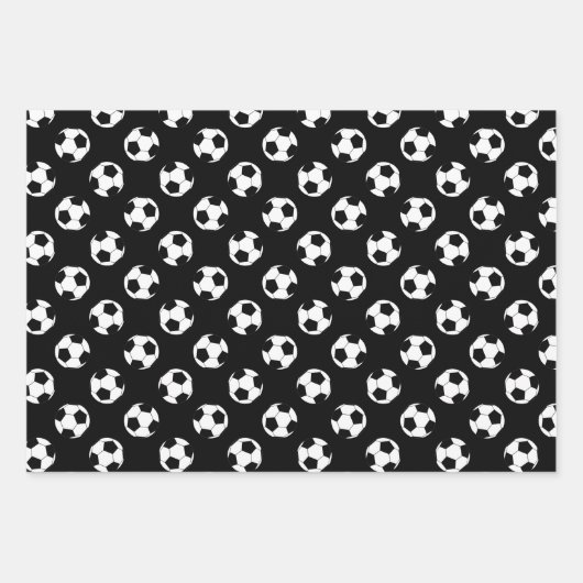 Coördinerende set zwart grijze voetballen inpakpapier vel (Voorkant 2)