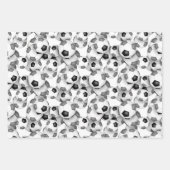 Coördinerende set zwart grijze voetballen inpakpapier vel (Voorkant)