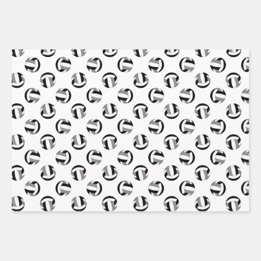 Coördinerende set zwart grijze volleyballen patron inpakpapier vel (Voorkant 3)