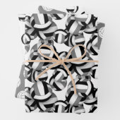 Coördinerende set zwart grijze volleyballen patron inpakpapier vel (In situ)