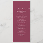 Coordonnée aquarelle moderne | Menu Mariage rouge (Devant)