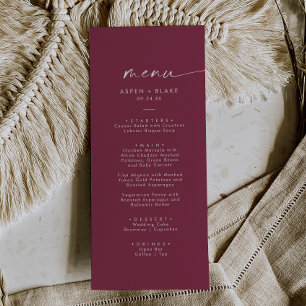 Coordonnée aquarelle moderne Menu Mariage rouge