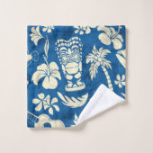 Coordonnée tropicale hawaïenne de Tiki de plage de (Gant de toilette)