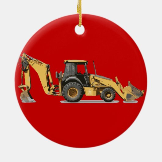 Coosterst Construction Excavator Digger Keramisch Ornament (Achterkant)