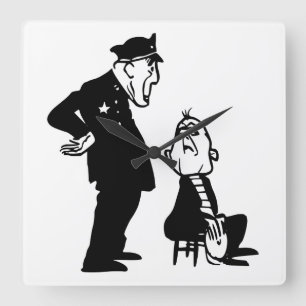 Cop en inbreker vierkante klok