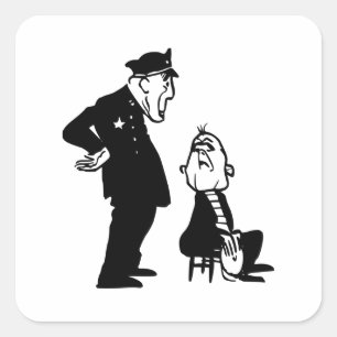 Cop en inbreker vierkante sticker