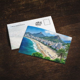 Copacabana Beach Rio Brazi Waterverf Briefkaart