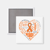 COPD Awareness Heart Words (oranje) Magneet (Voorkant / Achterkant)