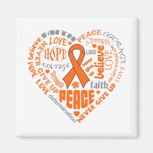 COPD Awareness Heart Words (oranje) Magneet (Voorkant)