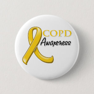 COPD Awareness Ribbon (Gold Ribbon) Ronde Button 5,7 Cm
