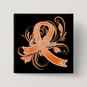 COPD Believe Flourish Ribbon v2 Vierkante Button 5,1 Cm