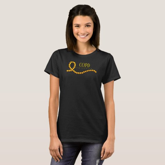 COPD Gold Beaded Awareness Lint T-shirt (Voorkant volledig)