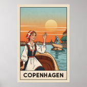 Copenhage vintage travel poster, poster (Voorkant)