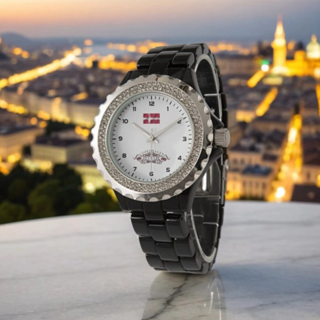 Copenhagen Calling Rhinestone Black Emael Horloge (Creator heeft geüpload)