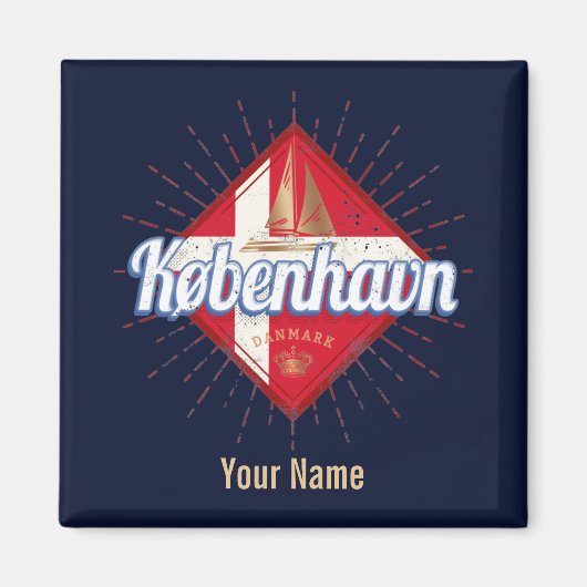 Copenhagen Capital Denmark Retro Sailing Ship Magneet (Voorkant)