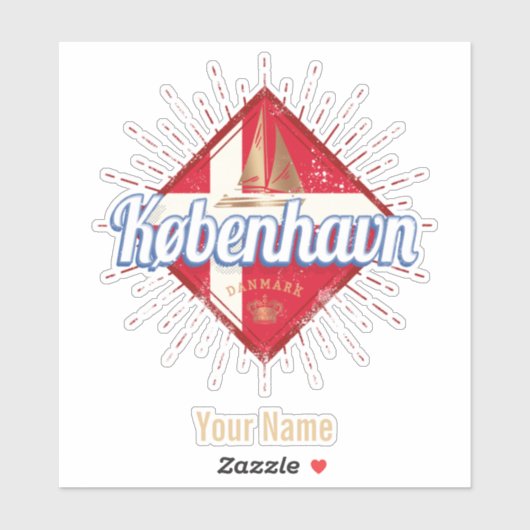 Copenhagen Capital Denmark Retro Sailing Ship Sticker (Vel)