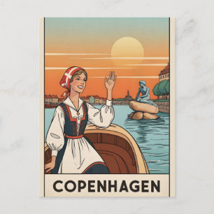 Copenhagen, Denemarken vintage reisposter, Briefkaart