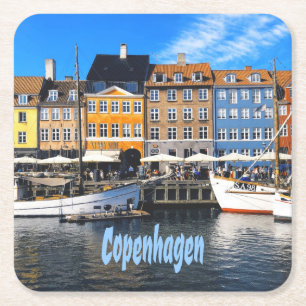 Copenhagen Denmark Capital Homes Nyhavn Vierkante Kartonnen Onderzetter