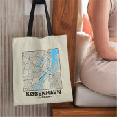 Copenhagen, Denmark, City Map Tote Bag