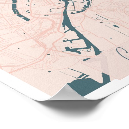 Copenhagen Denmark Pink and Blue Cute Script Poster (Hoek)